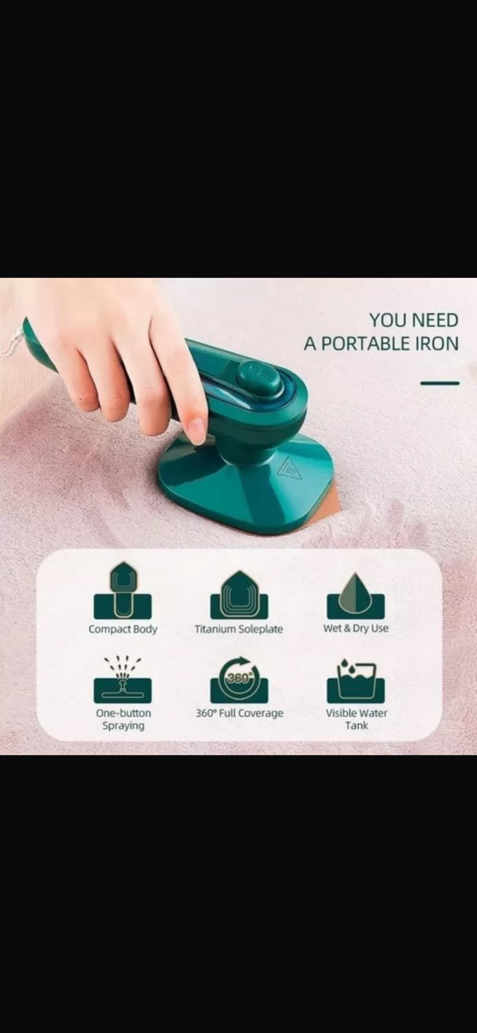 Portable Handheld Micro Steam Iron – Mini Electric Garment Steamer for Travel & Home | Titanium Soleplate, 360° Full Coverage & Wet/Dry Use ✈️👗