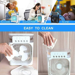 Portable 3-in-1 Mist Air Cooler Personal Desktop Cooling Fan with LED Mode Light & Humidifier | USB Powered Mini AC for Home & Office 🧊🔥