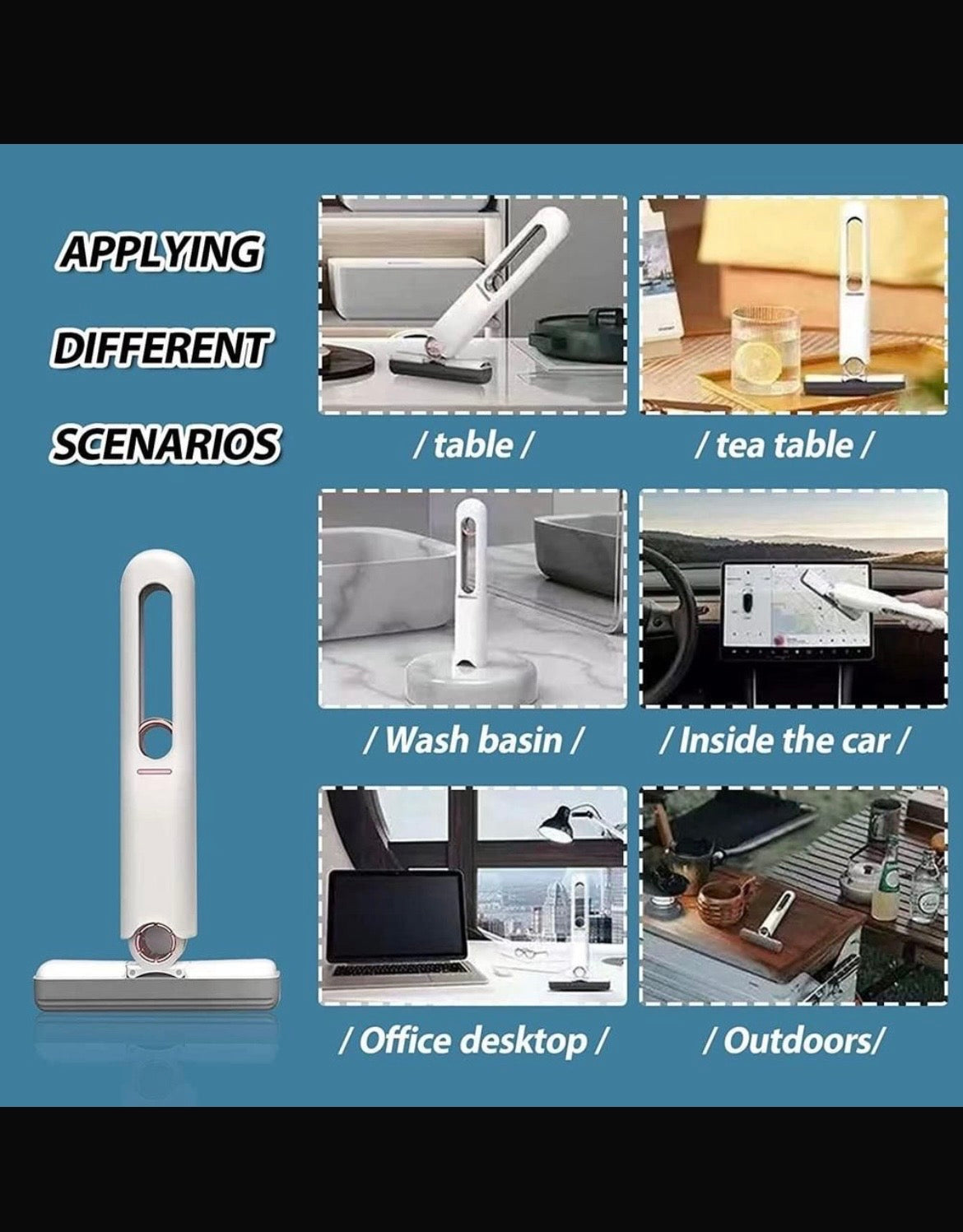 Portable Mini Squeeze Mop Hand Free Self Squeezing Small Mop for Kitchen, Glass, Car Windows & Desktops | Lightweight & Space-Saving 🧽✨