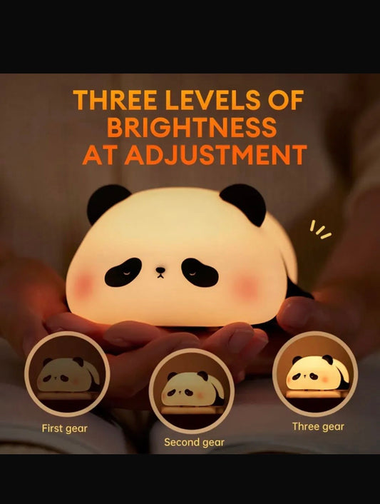Panda Night Light, Silicone Lamp, Nursery Decor, Kids Sleep Light, Dimmable LED Lamp, Cute Room Decor, Rechargeable Night Light, Baby Shower Gift.