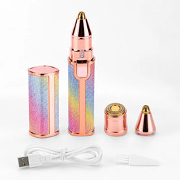 Rechargeable 2-in-1 Eyebrow Trimmer & Facial Shaver - Painless Hair Remover for Women - Original Quality