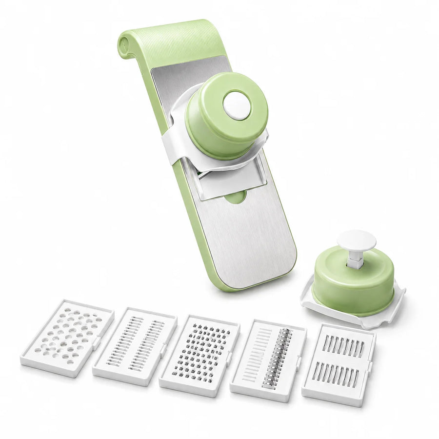 5-In-1 Professional Manual Vegetable Slicer & Cutter – Multi-Functional Onion, Potato & Garlic Dicer with 5 Sharp Stainless Steel Blades