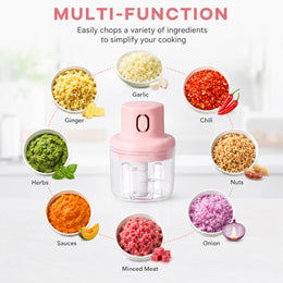 Mini Electric Food Chopper – Wireless Portable Processor for Garlic, Chili & Vegetables