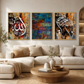 Premium 3-Piece Islamic Calligraphy Wall Art Set Canvas Art with "Allah" & "Bismillah" | Elegant Home Decor for Living Room & Office
