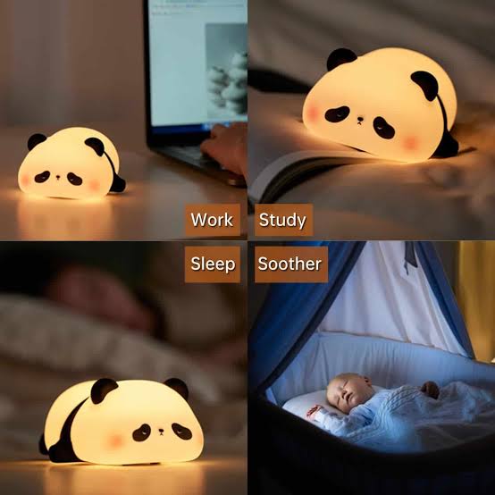 Panda Night Light, Silicone Lamp, Nursery Decor, Kids Sleep Light, Dimmable LED Lamp, Cute Room Decor, Rechargeable Night Light, Baby Shower Gift.