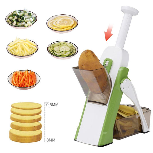Medoline 5-in-1 Professional Safe Vegetable Slicer & Mandoline Chopper – Adjustable Thickness for Salads, Fries & Veggies | Safe-Slice Technology 🥕🍟