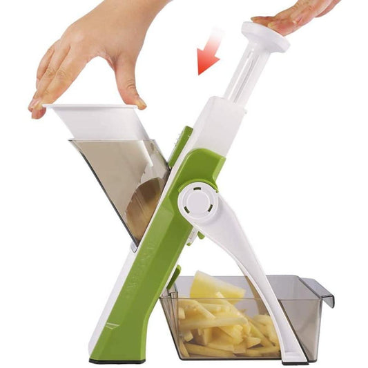 Medoline 5-in-1 Professional Safe Vegetable Slicer & Mandoline Chopper – Adjustable Thickness for Salads, Fries & Veggies | Safe-Slice Technology 🥕🍟