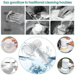 5-in-1 Handheld Electric Spin Scrubber – Multi-Functional Waterproof Cleaning Brush for Kitchen, Bathroom & Tiles | USB Rechargeable & Cordless ⚡🚿