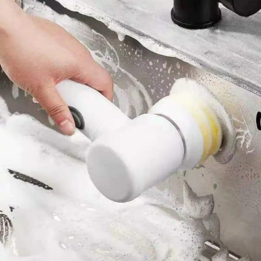 5-in-1 Handheld Electric Spin Scrubber – Multi-Functional Waterproof Cleaning Brush for Kitchen, Bathroom & Tiles | USB Rechargeable & Cordless ⚡🚿
