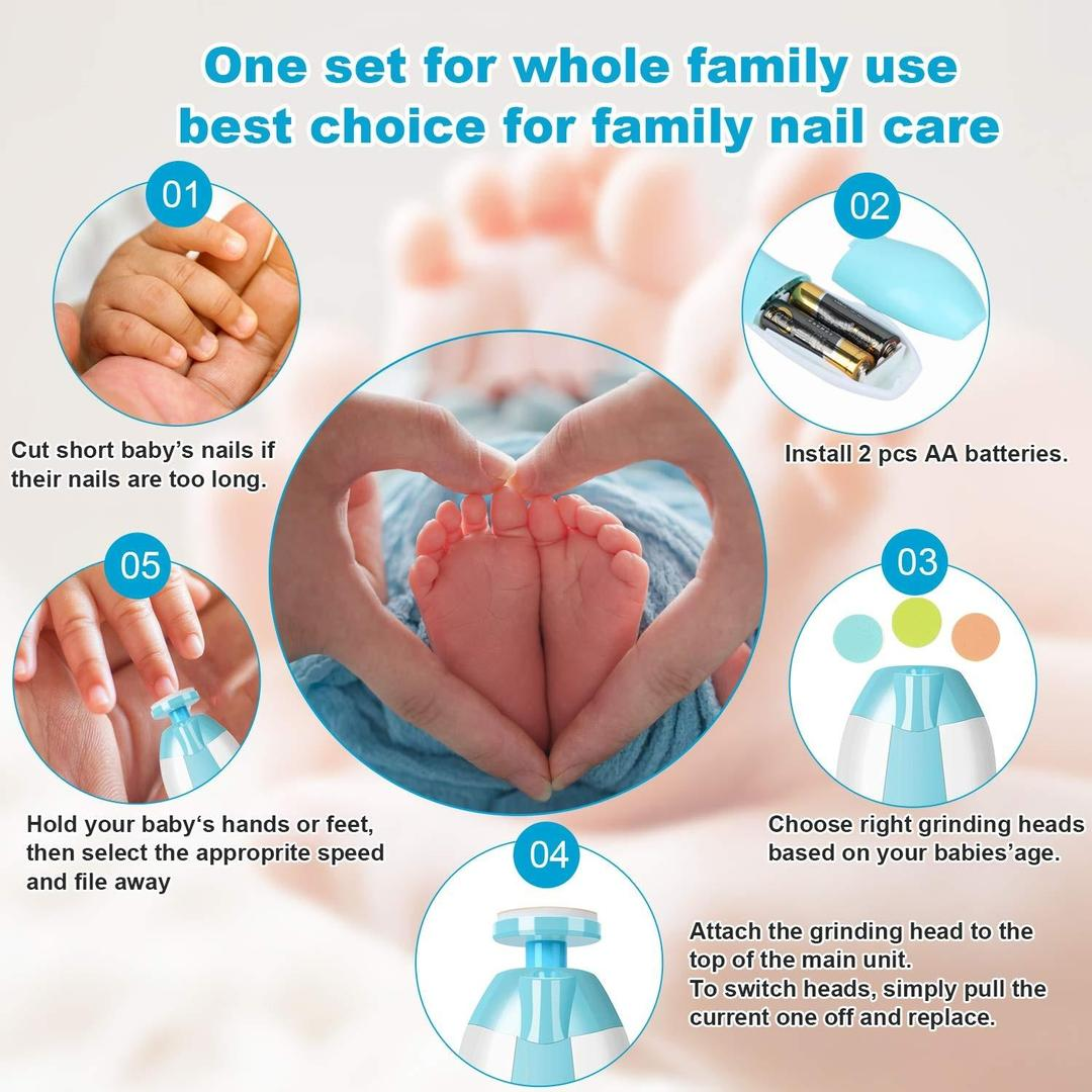 6-in-1 Baby Electric Nail Trimmer | Safe & Silent Grooming Kit 👶