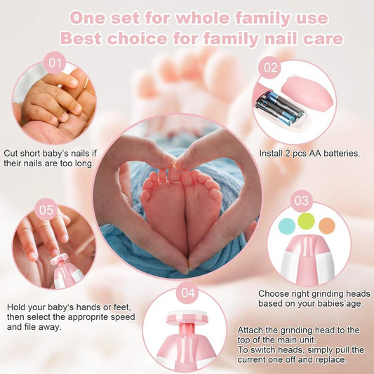 6-in-1 Baby Electric Nail Trimmer | Safe & Silent Grooming Kit 👶