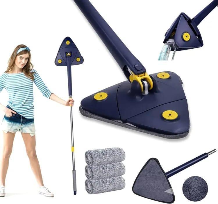 360° Rotatable Adjustable Triangle Cleaning Mop | Long Handle Wall & Ceiling Dust Cleaner