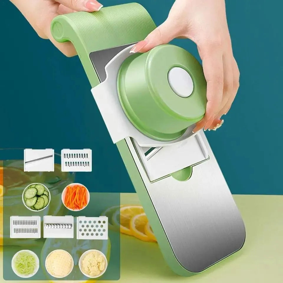 5-In-1 Professional Manual Vegetable Slicer & Cutter – Multi-Functional Onion, Potato & Garlic Dicer with 5 Sharp Stainless Steel Blades