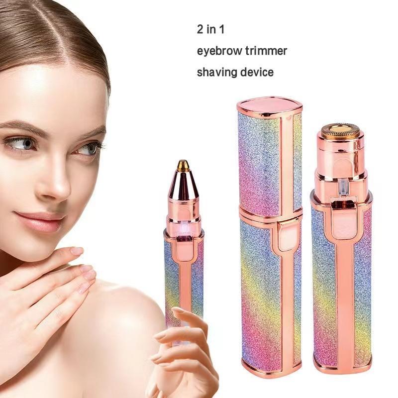 Rechargeable 2-in-1 Eyebrow Trimmer & Facial Shaver - Painless Hair Remover for Women - Original Quality