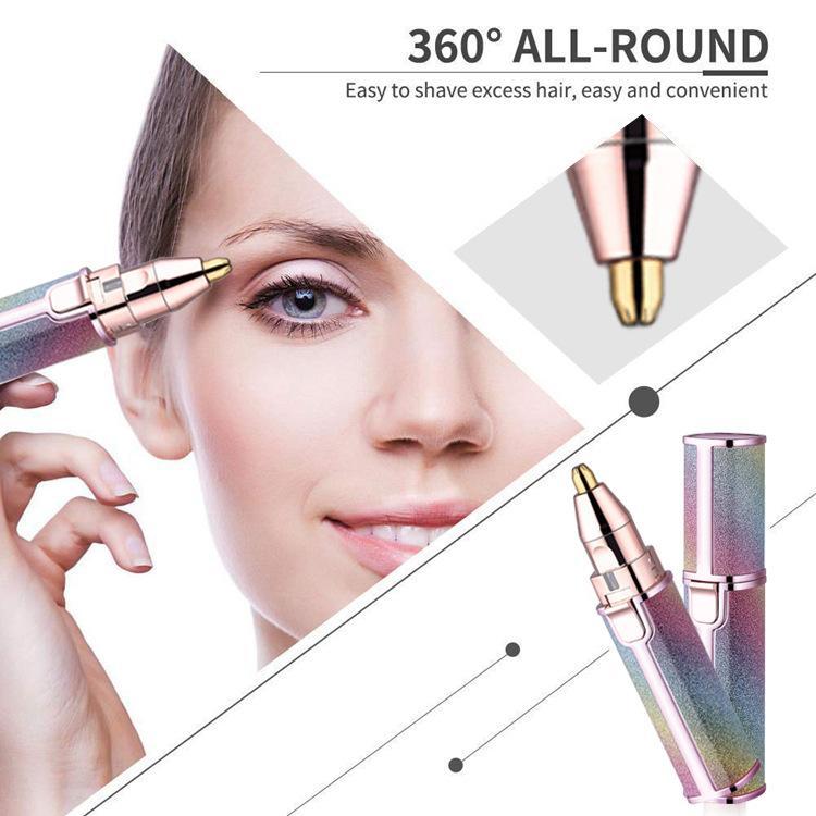 Rechargeable 2-in-1 Eyebrow Trimmer & Facial Shaver - Painless Hair Remover for Women - Original Quality