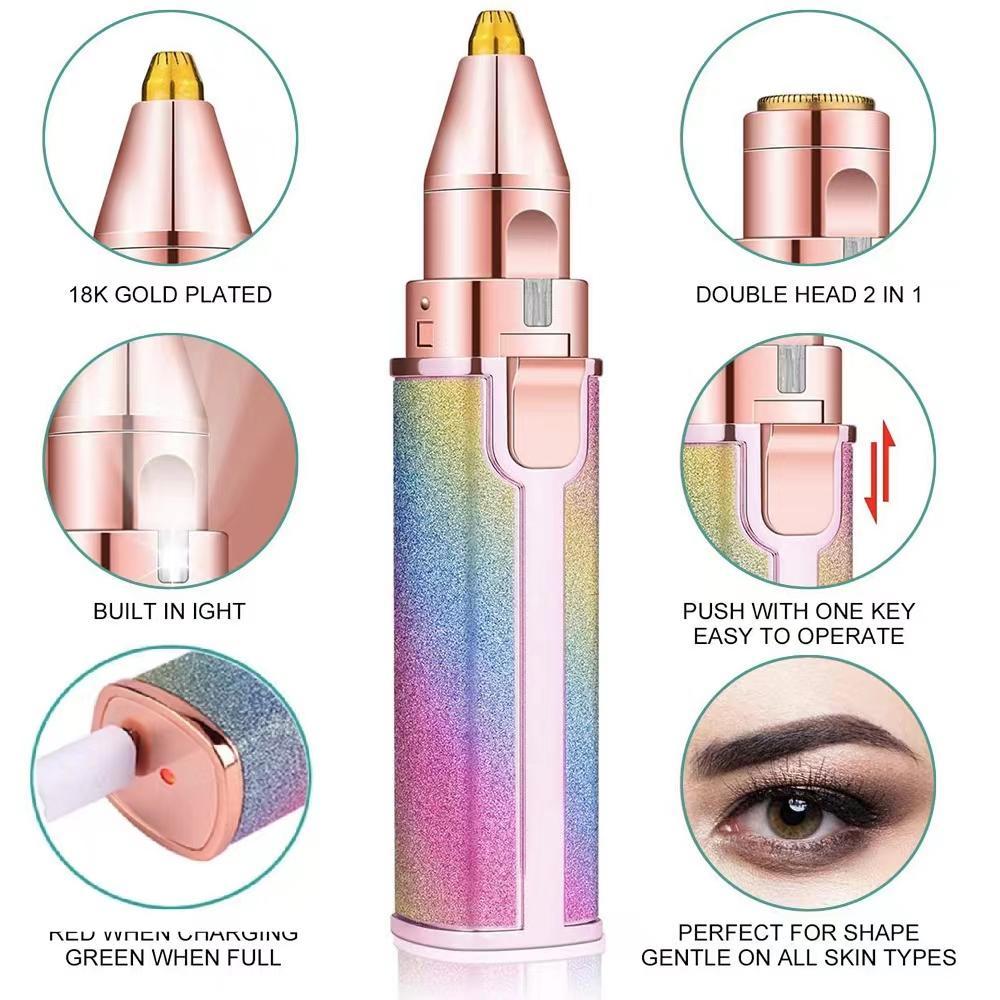 Rechargeable 2-in-1 Eyebrow Trimmer & Facial Shaver - Painless Hair Remover for Women - Original Quality